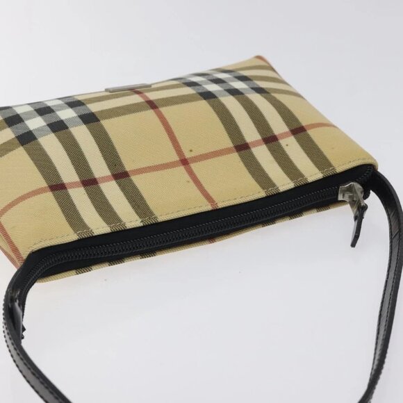 BURBERRY Nova Check Accessory Pouch PVC Beige Silver Auth 118331 - Picture 7 of 14